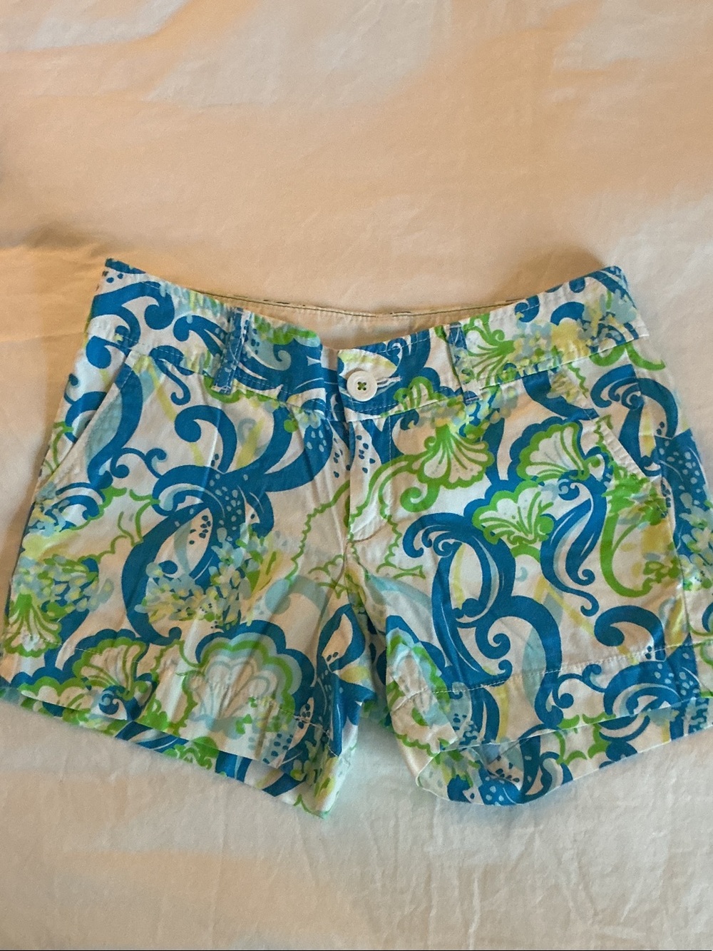Lilly Pulitzer Callahan Blue & Green Printed Cotton Shorts